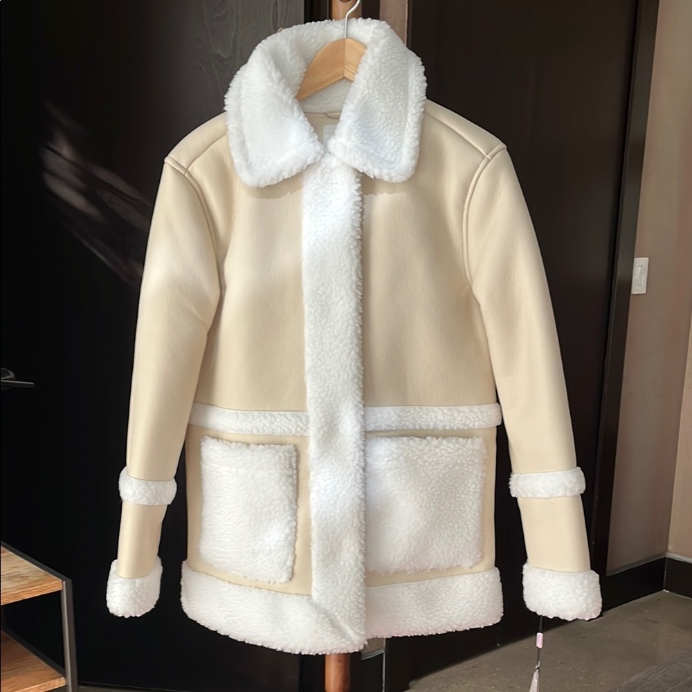 Cream Teddy Jacket with Fluffy Texture